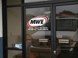 3-color cut vinyl logo on glass door